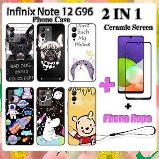 2 IN 1 Infinix Note 12 G96 เคสโทรศัพท์ พร้อมกระจกนิรภัย เซรามิค ป้องกันหน้าจอ โค้ง ฟิล์มนิรภัย การ์ตูน