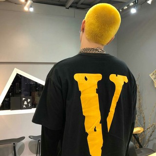 Vlone Limited FOG เสื้อยืดแขนสั้น คอวี สะท้อนแสง ทรงหลวม สําหรับผู้ชาย และผู้หญิง