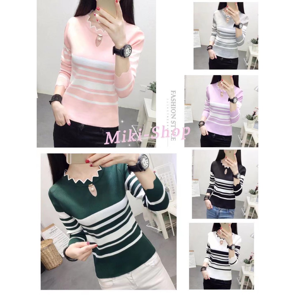 💕*Miki-Shopพร้อมส่ง เสื้อแขนยาว เสื้อกันหนาว ไหมพรม172 *