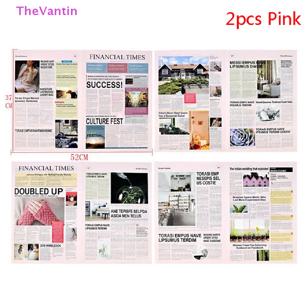 Thevantin 2 ชิ้น หนังสือพิมพ์ภาษาอังกฤษ ย้อนยุค หนังสือพิมพ์เก่า ดอกไม้ ห่อกระดาษ อุปกรณ์ประกอบฉากภาพ สินค้าที่ดี