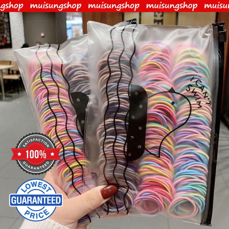ที่รัดผม ยางรัดผม 100 เส้น  ยางมัดผม สำหรับเด็ก ขนาด 3ซม. BY MUISUNGSHOP