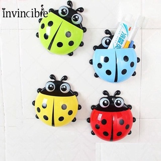 Cute Cartoon Ladybug Toothbrush Shelves/ Toothpaste Storage Rack/ Bathroom Wall Suction Holder Container Organizer