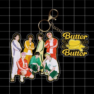 Keychain BTS BUTTER พวงกุญแจ อะคริลิค บีทีเอส  จี้ห้อยกระเป๋า JIMIN | JUNGKOOK | V |SUGA ขนาดประมาณ 5*5cm