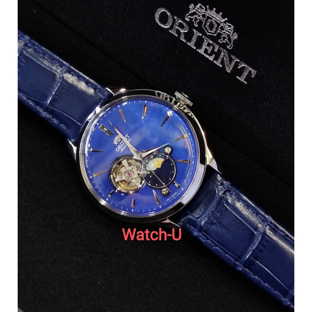 นาฬิกา Orient Classic Mechanical SUN &amp; MOON หน้าปัดมุข รุ่น 𝐑𝐀-𝐀𝐒𝟎𝟏𝟎𝟑𝐀