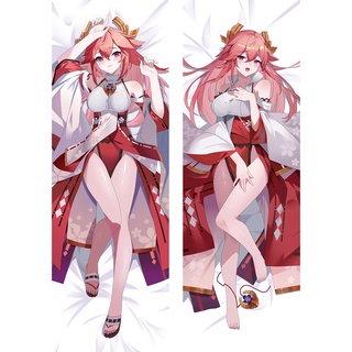 60x180 ซม. เกม Genshin Impact Guuji Yae Miko คอสเพลย์ Dakimakura ปลอกหมอนการ์ตูน Kawaii อุปกรณ์ประกอบฉากคริสต์มาส ของขวัญ