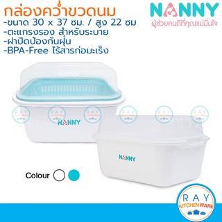 Nanny ที่คว่ำเก็บขวดนม 37x30 ซม. มีตะแกรงรองน้ำ N216 แนนนี่ กล่องเก็บอุปกรณ์เด็กมีฝาปิด ชั้นเก็บขวดนม