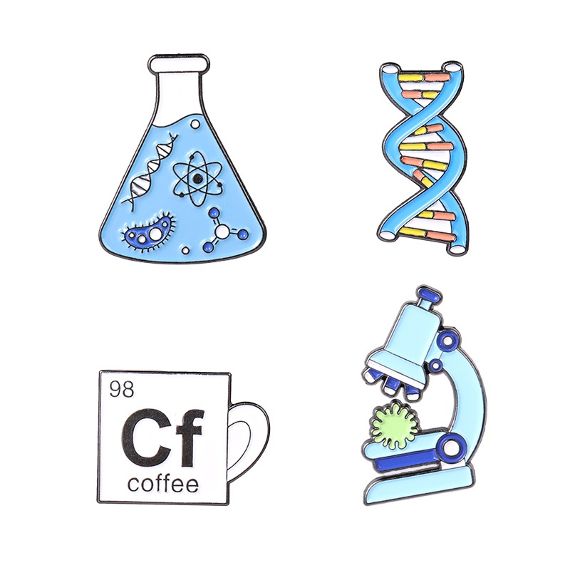 Pin Dna Pin เข็มกลัดการ์ตูนวิทยาศาสตร์เคลือบจุลทรรศน์สําหรับคนรักวิทยาศาสตร์ของขวัญวิทยาศาสตร์