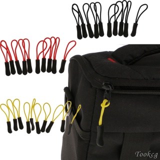 [{COD]] 10pcs Zipper Pulls Fixers Replacement Zip Cord Puller Slider for Luggage Jacket Backpack - Yellow/ Red/ Black