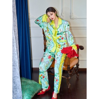 ชุดนอน Lemon blossom pajamas (Premium silk satin)