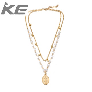 Pearl Jesus Pendant Necklace Geometric Layered Necklace Necklace for girls for women low pric