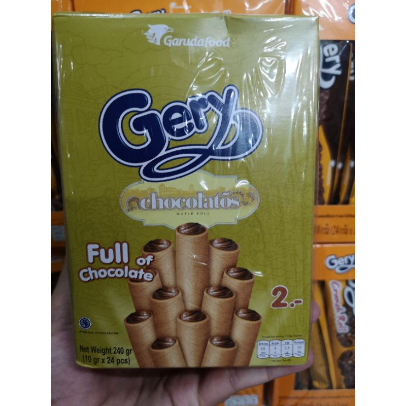 เจอร์รี่​ เวเฟอร์​โรลสอดไส้ครีม​ รสช็อกโกแลต​ ขนาด10กรัม​ x​ 24แท่งครับ