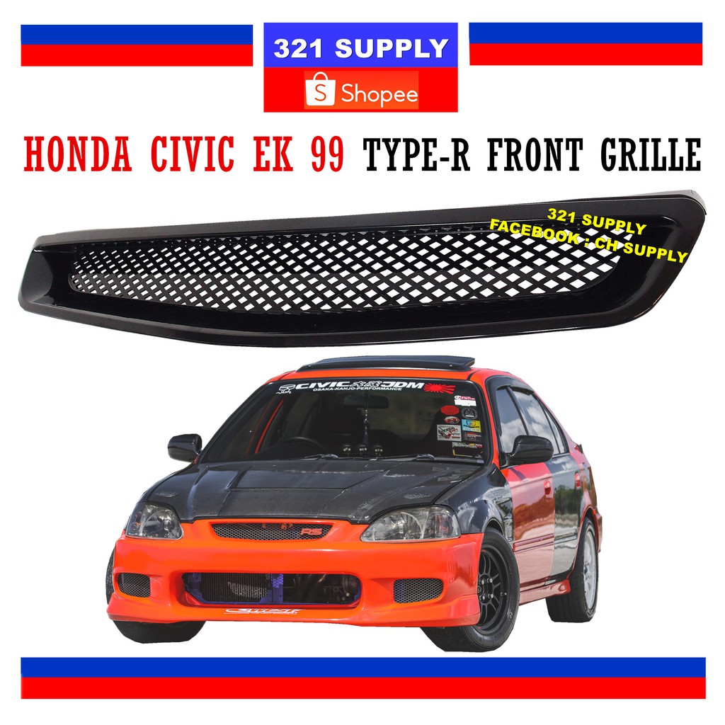 Honda Civic EK99 Ej99 EJ EK9 FRONT Grill // ABS ฝากระโปรงหน้า Grill Grille สําหรับ Honda Civic EK