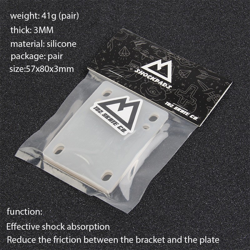 1 Pair Skateboard Shock Riser Pads Longboard Rubber Damping Pad 3MM