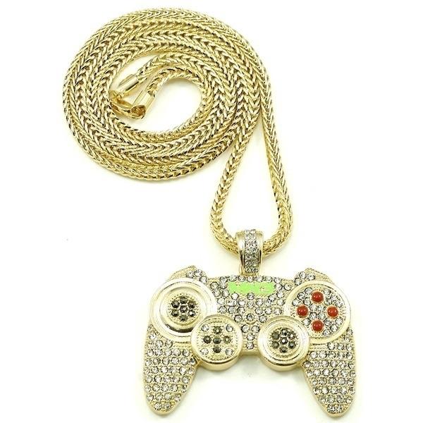 Fashion gold, silver and black three-color game console hip hop mens necklace pendant