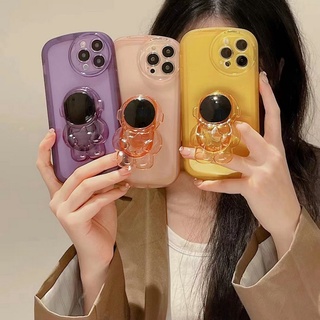 เคส OPPO Reno 8 8Z 8T 7 7Z 6 6Z 5 4 2F F11 Pro F9 F7 F5 Realme 5 5i Reno2 F Reno4 Reno5 Reno6 Z Reno7 Reno8 T 4G 5G Reno8Z Reno8T Reno7Z Reno6Z 2020 2021 2022 Purple Yellow Pink Transparent Astronaut Foldable Bracket Soft Case