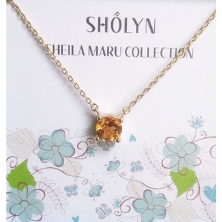 สร้อยเงินแท้ จี้พลอยแท้ซิทริน Dainty Natural  Citrine Necklace