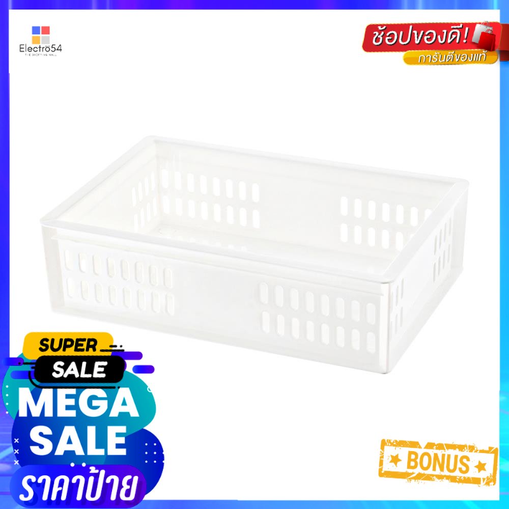 กล่องซ้อนได้ STACKO UT 21 24.2x16.3x6.8 ซม. สีขาวSTACKABLE STORAGE BOX STACKO DT-02 24.2X16.3X6.8CM 