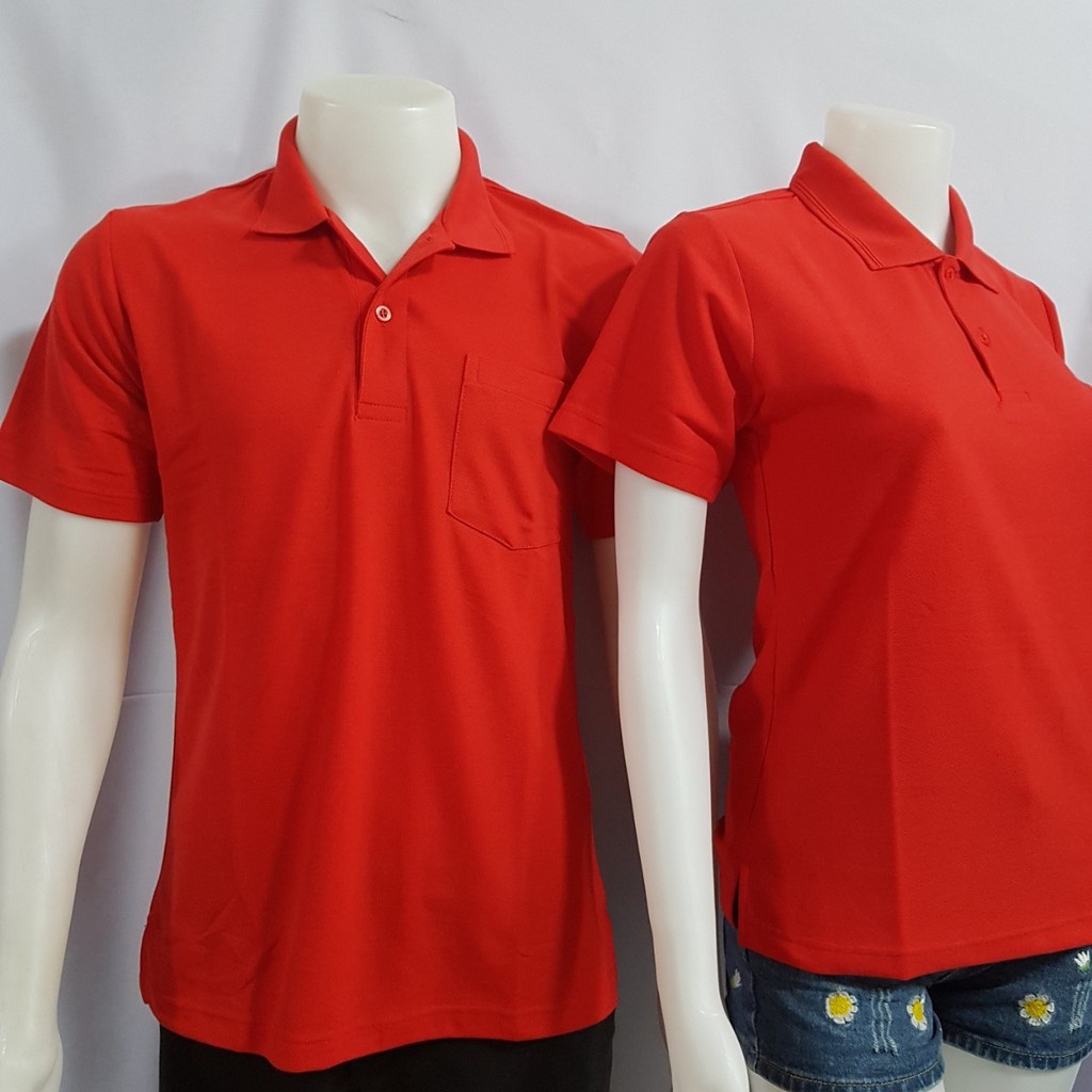 เสื้อโปโลสีแดงแขนสั้นแบบแขนปล่อยเสื้อสีมงคล