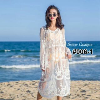 🏖เสื้อคลุมแบบสวมลูกไม้ซีทรูรุ่น #006-1🏖