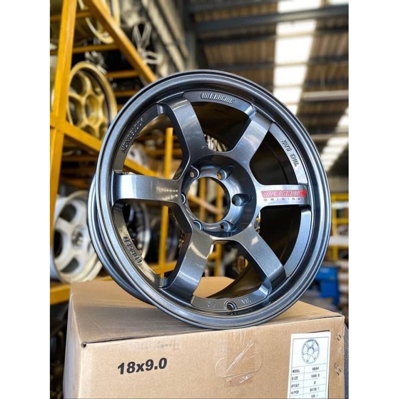 ล้อแม็กใหม่ TE37 SUV หยอดแดงก้านยก งาน Kays  สีบรอนช์เทาเงา  ขอบ18 -( 18 x 6 รู ) หน้ากว้าง 9 x 9 - 
