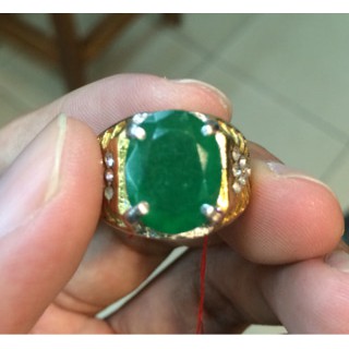 แหวนไทเทเนียมหินธรรมชาติมรกต Zambia HQ