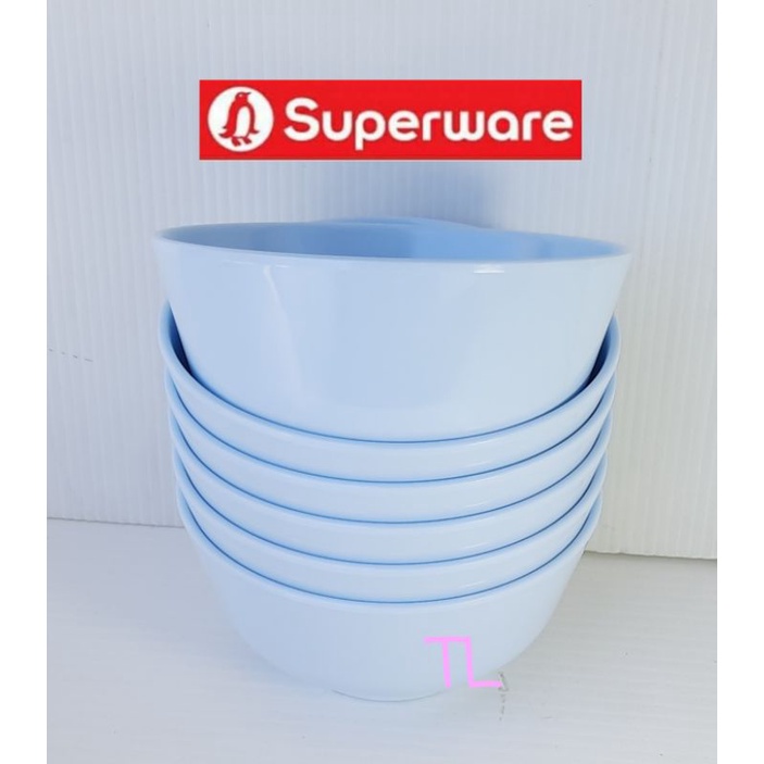 ซุปเปอร์แวร์ชาม4.5"=6ชิ้น สีฟ้ากลม ขนาด เส้นผ่าศูนย์กลาง 4.5  ก้นชามถึงปากชาม 2.2