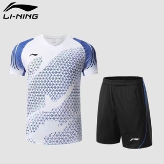 Li Ning ชุดกีฬาแบดมินตัน ระบายอากาศ แบบแห้งเร็ว สําหรับผู้ชาย และผู้หญิง