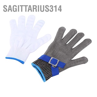 Sagittarius314 ถุงมือผ้าฝ้าย ตาข่ายโลหะ สเตนเลส กันการแทง