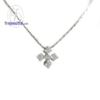 Finejewelthai-จี้โทพาซ-โทพาซ-จี้เพชรCZ-จี้พลอย-พลอยประจำเดือนเกิด-Topaz-Silver-Pendant-Birthstone-P1049tp00