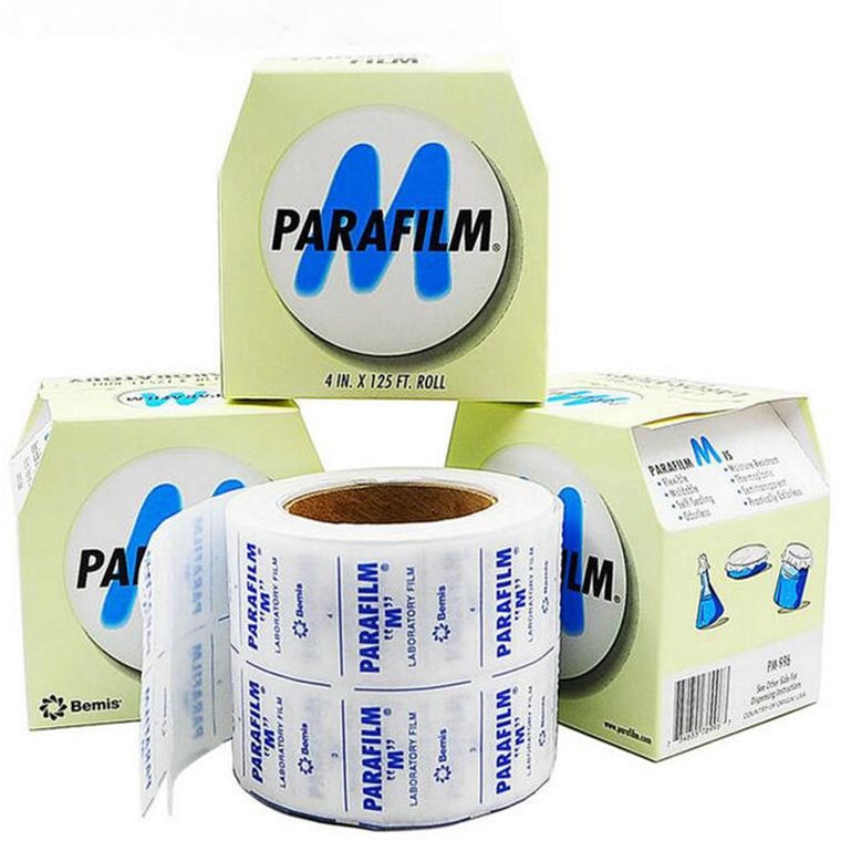 (ยกลัง 12 ม้วน) พาราฟิล์ม Parafilm M,  4 นิ้วx125 ฟุต, แบบม้วน, ยี่ห้อ Amcor