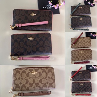 (ผ่อน0%)🚩10เดือน พร้อมส่งCoach Long Zip Around Wallet แท้100%