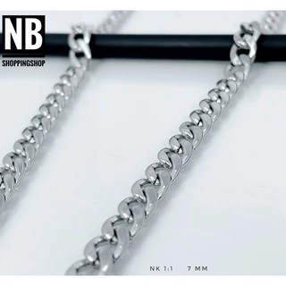 S-647 สร้อยคอสแตนเลส ลายแบนเรียบNK กว้าง7mm สร้อยแฟชั่น Hiphop สร้อยพระ ไม่ลอกไม่ดำ 100% ใส่อาบน้ำได้ สร้อยคอnecklace