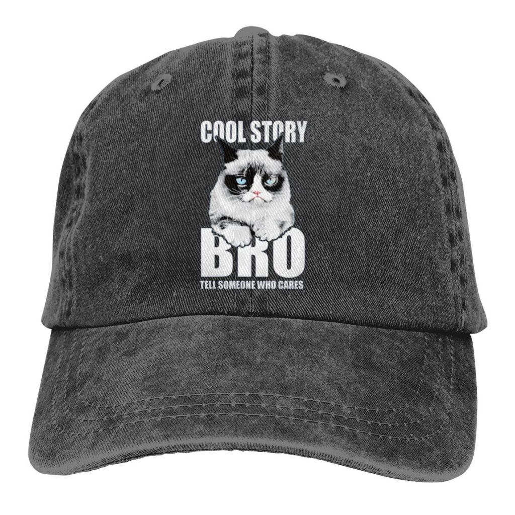 หมวกพิมพ์ Graphics Story Bro Grumpy Cat Novelty สําหรับคู่รัก