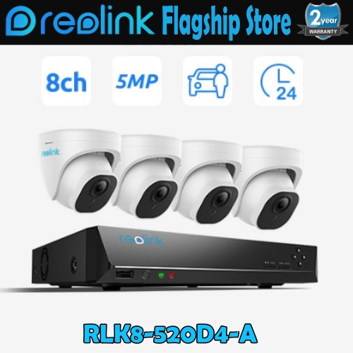 Reolink RLK8-520D4-A 5MP 8-Channel PoE Security Camera NVR System, 24/7 หรือเวลากําหนดหรือการบันทึกก