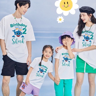 เสื้อยืด แขนสั้น พิมพ์ลายฉลาม สําหรับครอบครัว