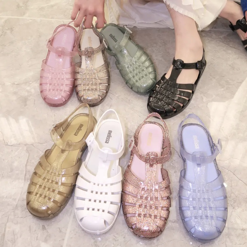[ขายร้อน] 2025melissa รองเท้าโรมันทอย้อนยุคสไตล์ใหม่รองเท้าผู้หญิงเยลลี่