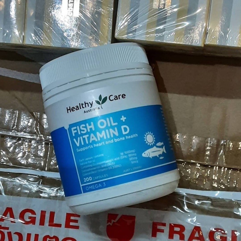 Healthy Care Fish Oil + Vitamin D 200แคปซูลบำรุงหัวใจและกระดูก