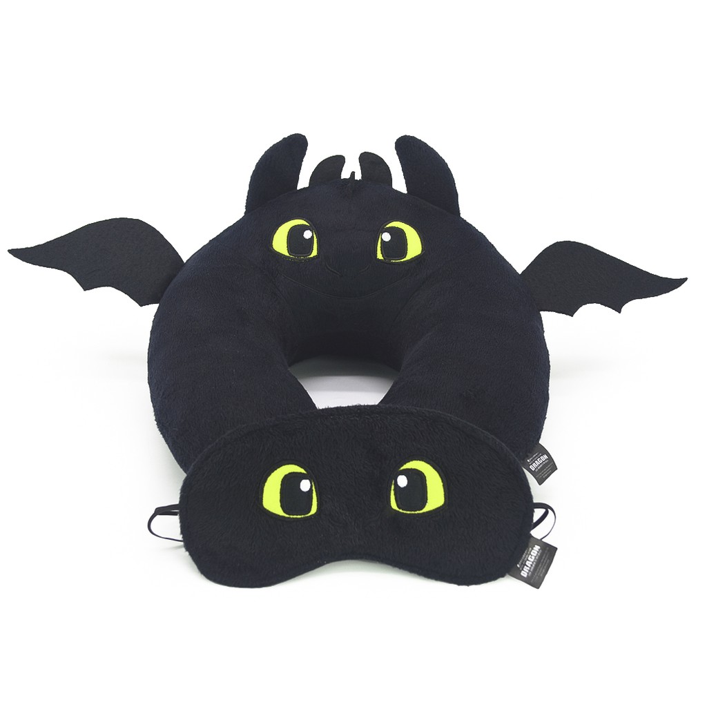 DreamWorks ลิขสิทธิ์แท้ หมอนรองคอ Toothless : How to Train Your Dragon  *แถมผ้าปิดตา*