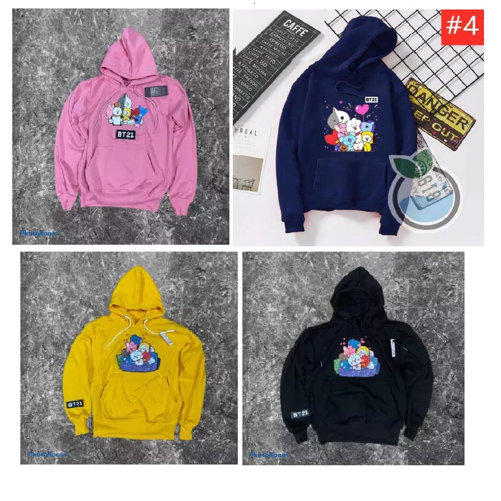 (ชําระเงินในเว็บไซต์) เสื้อแจ็คเก็ตเสื้อกันหนาวมีฮู้ด BTS/BT21 สําหรับเด็ก