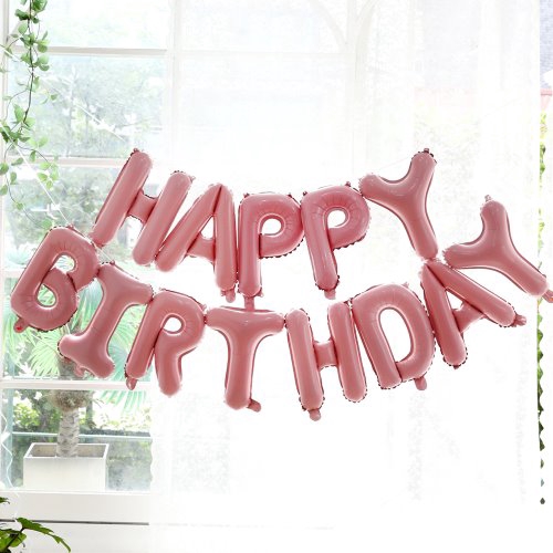 HAPPY BIRTHDAY foil balloon set_Pink / Party decor Decoration Letter ...