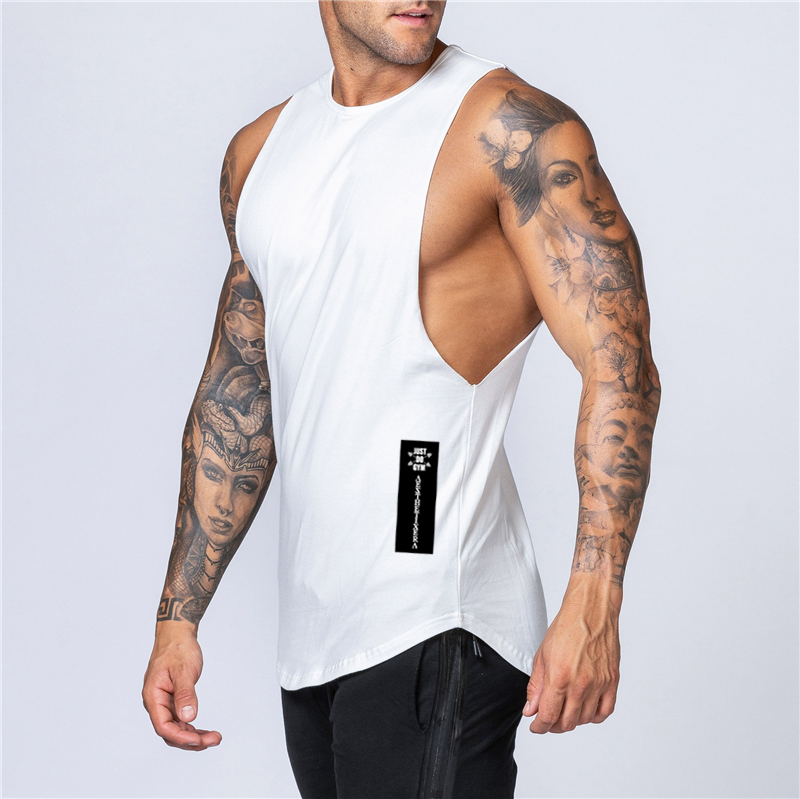 Cotton Gym Tank Tops Men's Fitness Bodybuilding Workout Sleeveless T-Shirt Summer Casual Graphic Singlet Vest Crossfit Clothing