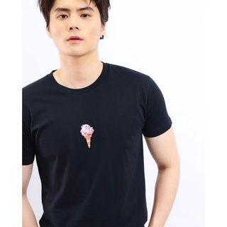 bank’s Black Ice Cream T-Shirt Cotton USA เสื้อยืดลายไอติม เสื้อยืดคุณภาพดี เสื้อยืดคอกลม