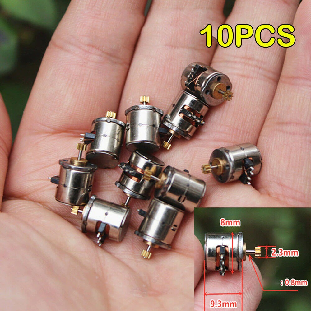 10PCS Mini 8mm 2-phase 4-wire Stepper Motor Miniature Stepper with 9 Teeth Gear Small Tiny Micro Motor Toy Engine Camera