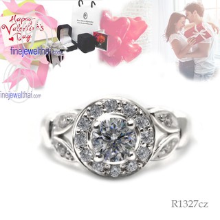 Finejewelthai แหวนเพชร-แหวนทองคำขาว-แหวนวินเทจVintage Set-Diamond Cz-Silver-Wedding-Ring - Valentine Gift96