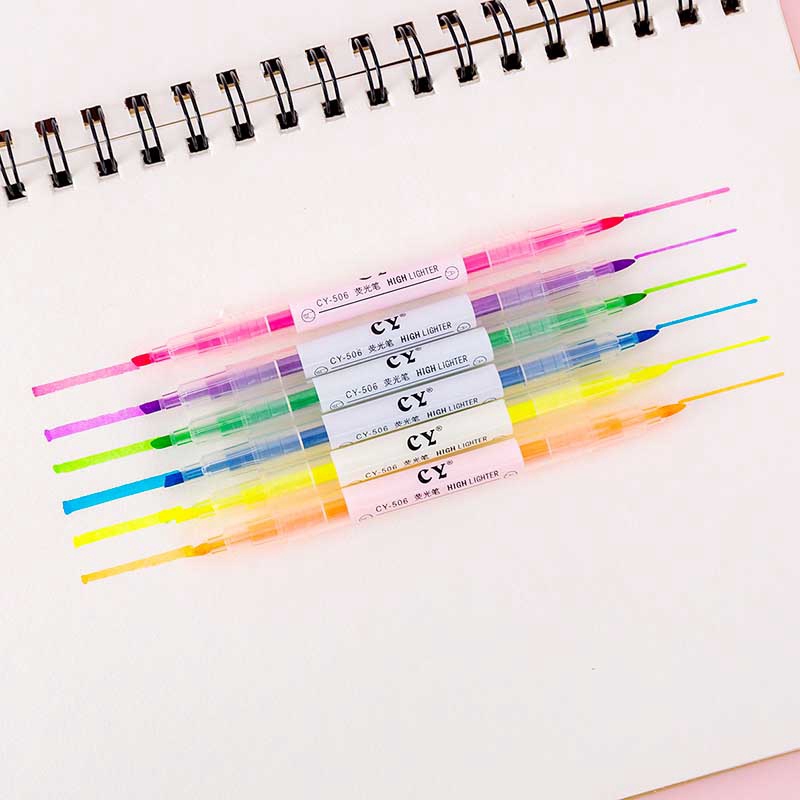 ปากกาไฮไลท์ แบบสองหัว 6 สี อุปกรณ์เครื่องเขียน