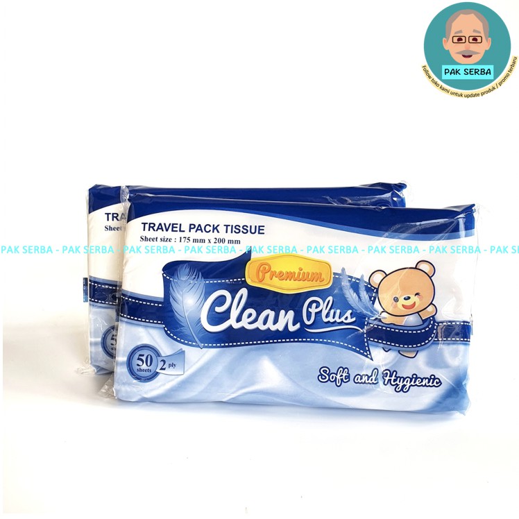 Clean Plus Travel Pack ทิชชู่พรีเมียม 50 แผ่น Soft & Hygienic / ทิชชู่