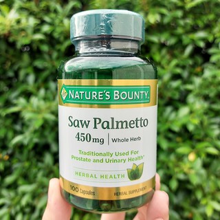 50% OFF ราคา Sale!!! EXP: 06/2023 สารสกัดซอว์ปาลม์เมตโต้ Saw Palmetto 450 mg 100 Capsules (Natures Bounty®)