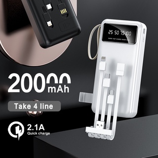 4in1 แบตเตอรี่สำรอง20000mAhพาวเวอร์แบงค์ การชาร์จเร็ว LED Power Bank ใช้ได้กับทุกรุ่นทุกยี่ห้อ