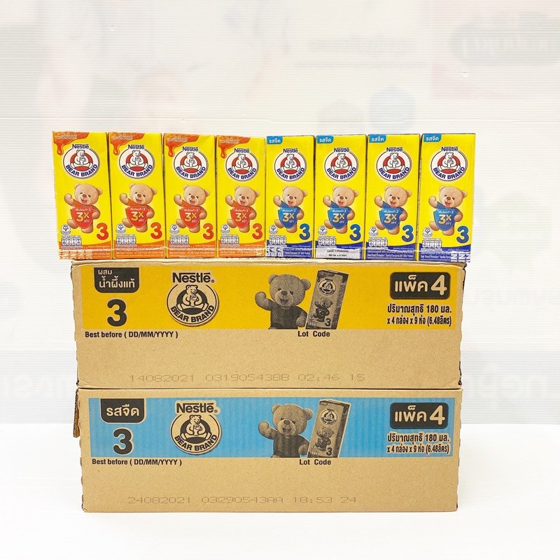 Nestle Bear Band UHT นมตราหมี สูตร 3 180 มล ยกลัง (36 กล่อง)