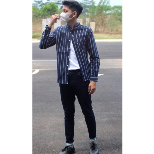 (Ls) เสื้อเชิ้ตลายทางกองทัพเรือ MR DEE